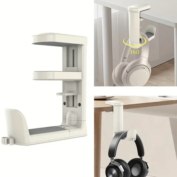 Under Desk Headphone Holder Mount 360° Rotating Clamp Hanger - Picture 10 of 10
